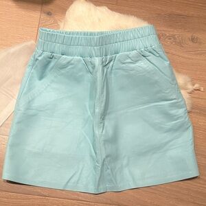 Elegant leather Sky Blue Mini Skirt